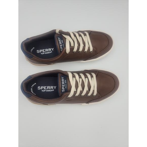 Boy's Sperry Faux Leather‎ Harbor Tide Brown Sneakers Shoes Size 2M - Picture 5 of 7